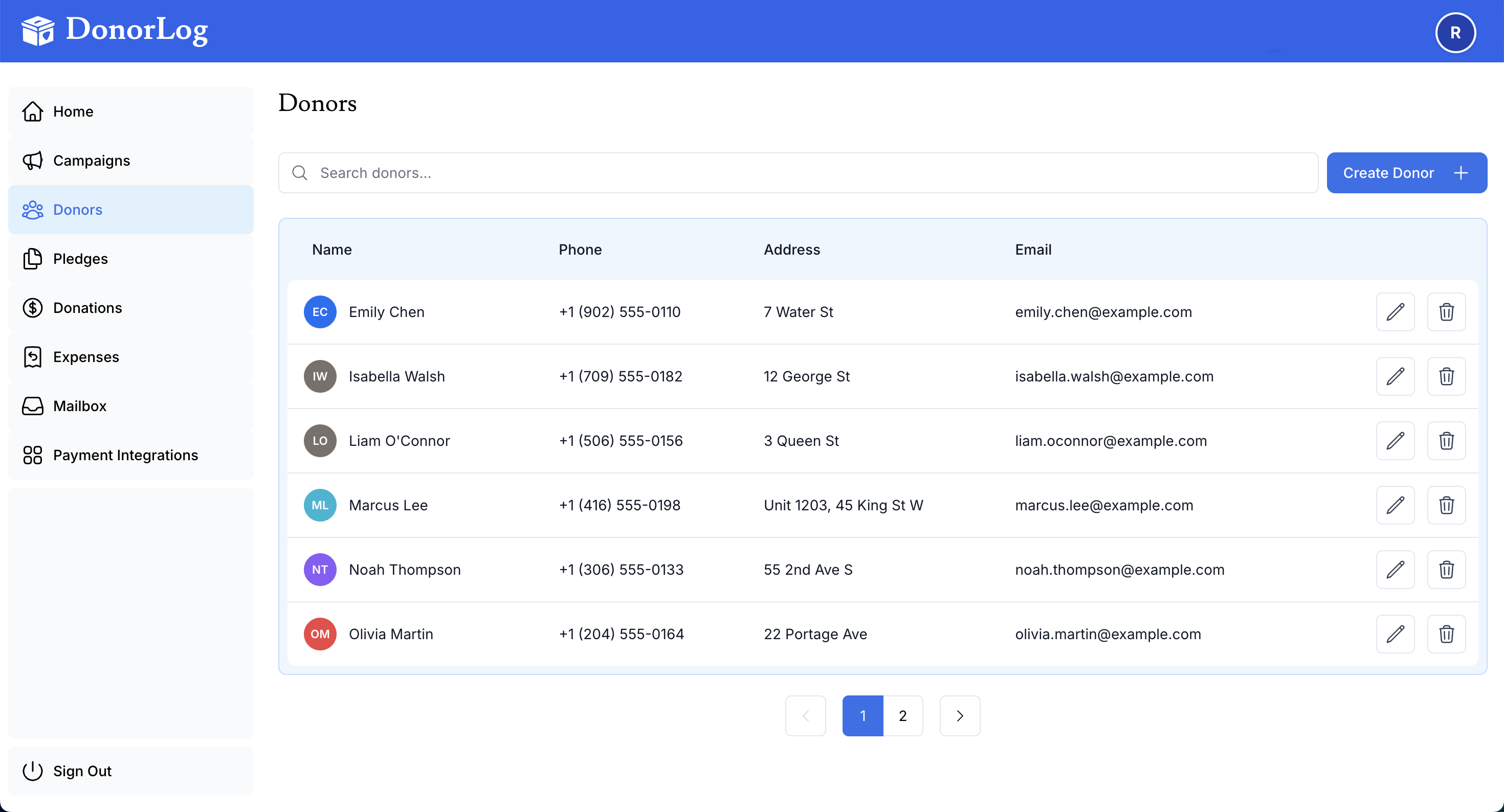 Church member donor management in DonorLog